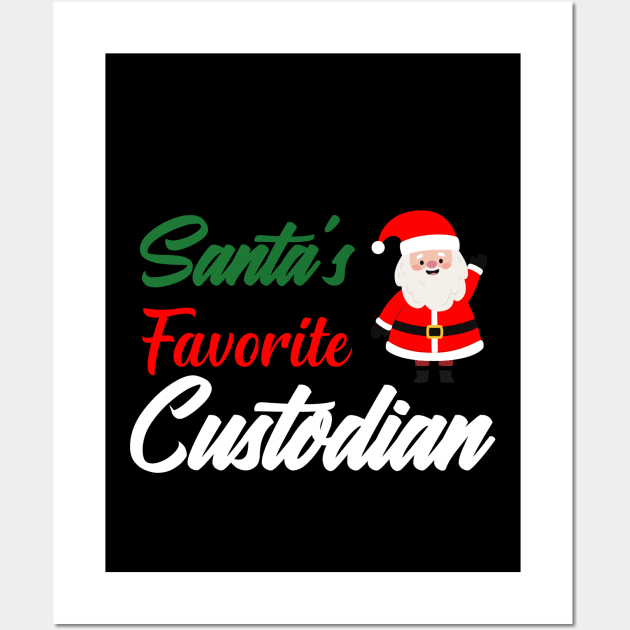 Santa's Favorite Custodian Family Christmas shirt Wall Art by boufart